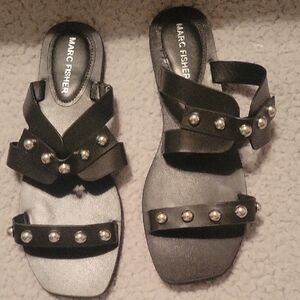 Marc Fisher Black Sandals with Silver Studs